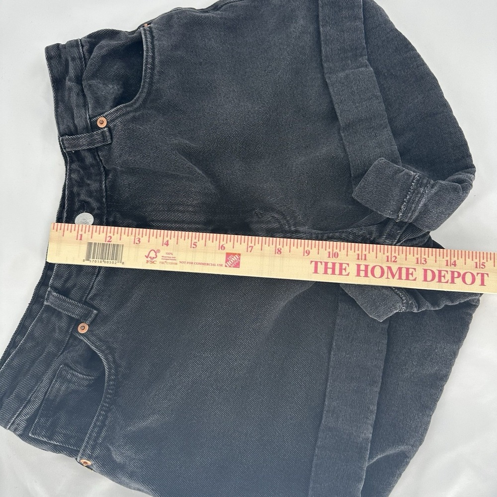 Monki Womens‎ High Waisted Denim Shorts Washed Black Rolled Hem Size 30 Cotton - Picture 5 of 6